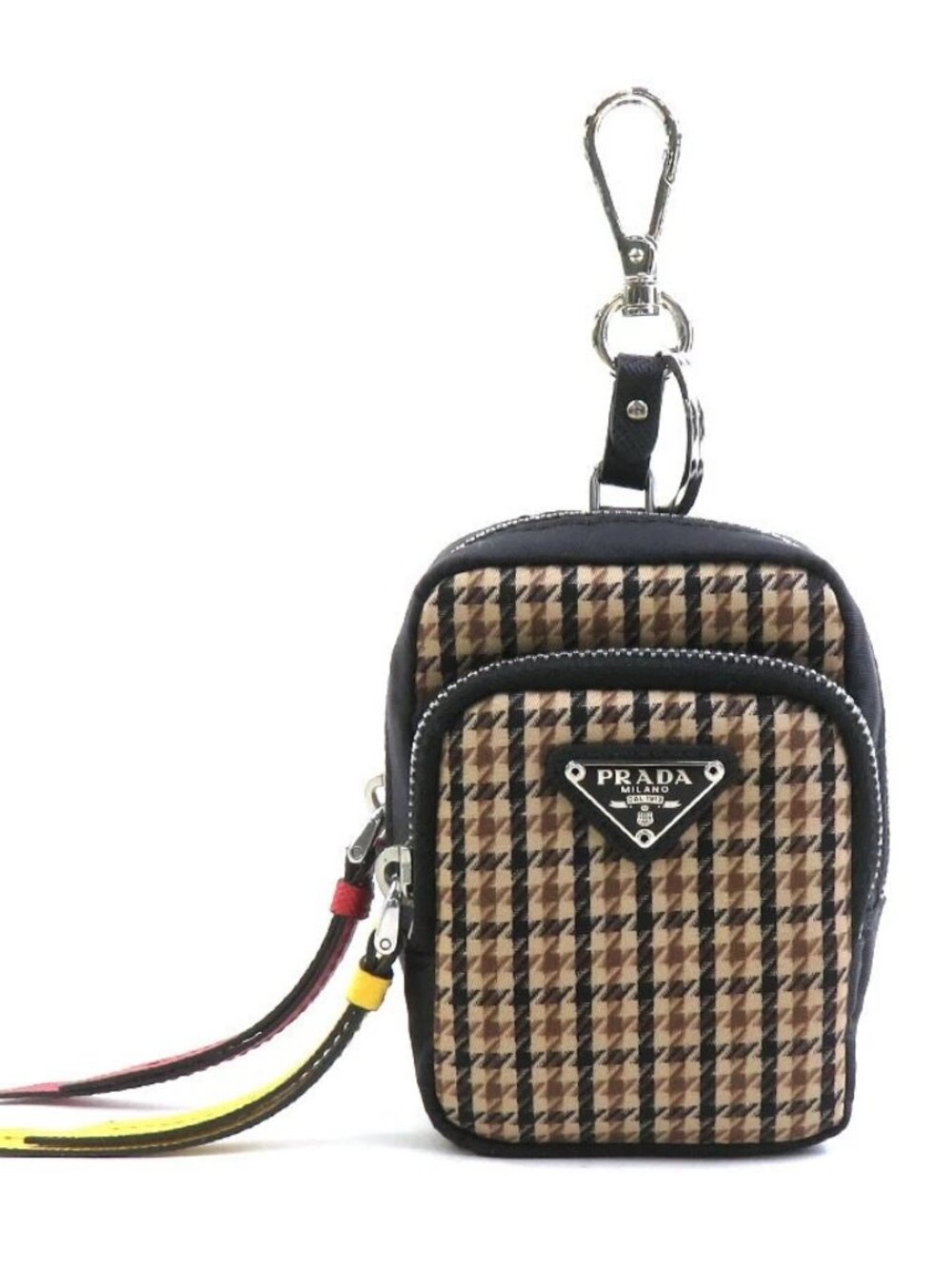 PRADA Pouch Multicase Brown/Black Nylon/Silvertone